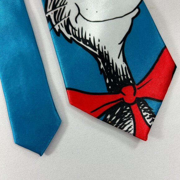 Dr Seuss Cat in the Hat Tie Necktie Blue Red Teacher Librarian Educator - Picture 5 of 7